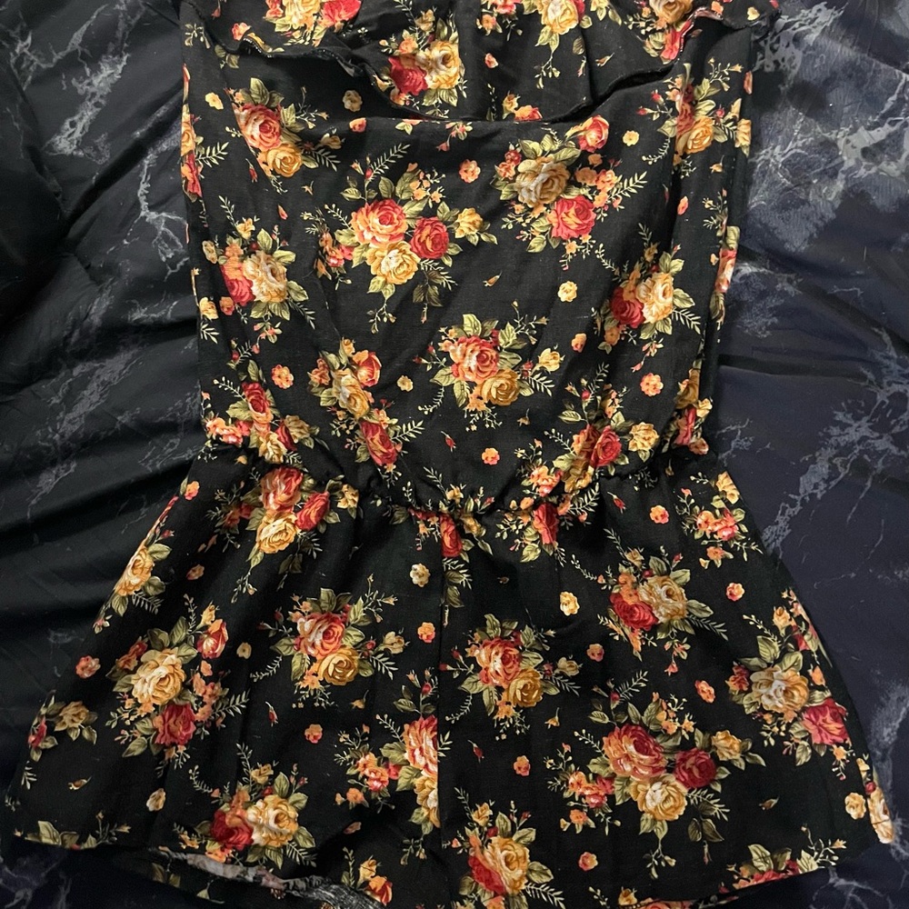 Body Central Black Floral Romper